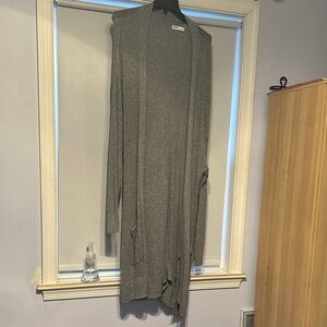 Sonoma Gray Cardigan Sweater with Ribbed Knit Texture